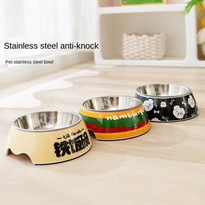 Mangkuk anjing melamin baja tahan karat ramah lingkungan mangkuk ganda perlindungan tengkuk Vertebra perlengkapan anjing besar mangkuk hewan peliharaan - Product Image 4