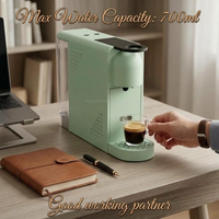 Nouvelle arrivée : Machine à café expresso avec réservoir de 700 ml, tube chauffant en acier inoxydable, hauteur réglable, préparation rapide, machine à café à capsules légère pour la maison et le bureau