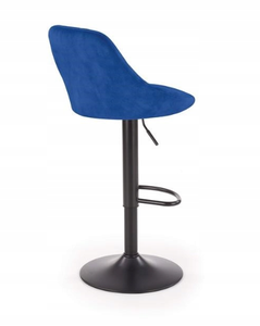Taburete de Bar Moderno de Terciopelo Azul Rey con Respaldo Acolchado con Diseño de Diamantes y Base Giratoria Negra Ajustable para Pub - Product Image 4