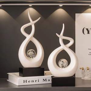 현대 북유럽 럭셔리 독특한 창조적 인 기하학적 추상 예술 세라믹 조각 가정 장식 장식 크리스탈 도자기 장식품 - Product Image 2