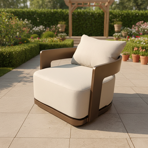 Ensemble de canapés d'extérieur modernes en aluminium avec chaises, structure noire et coussins blancs pour villa, jardin, balcon, piscine - Product Image 4