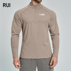 RUIQUWIN Ropa Deportiva Ligera de Manga Larga con Media Cremallera para Hombre, Tallas Grandes, con Logotipo Personalizado, Agradable al Tacto, que Absorbe la Humedad y con Elasticidad en Cuatro Direcciones - Product Image 1
