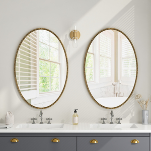 Iron Art Oval Retro Mirror Antique Effect Gold Wall Hanging For Bathroom Bedroom Living Room - Product Image 3