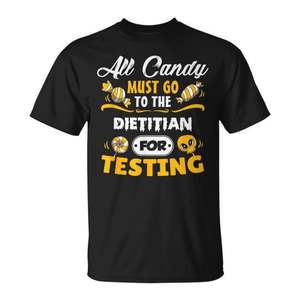 T-shirt d'Halloween pour diététicien, tous les bonbons doivent aller chez le diététicien pour être testés, chemise de costume amusante - Product Image 1