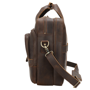 Dropshipping OEM, sacoche d'affaires en cuir véritable durable pour homme, sacoche pour ordinateur portable 17 pouces, sacoche Crazy Horse - Product Image 5