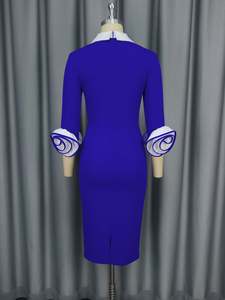 Recién llegado del fabricante de China, vestido de oficina ajustado con patrón sólido, vestido de lápiz Formal de moda para mujeres gordas caído - Product Image 6