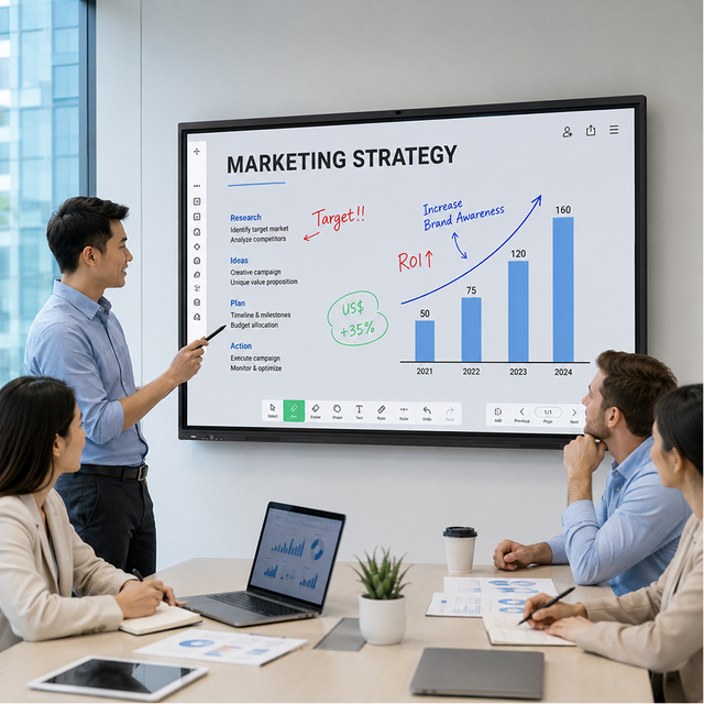 4K Interactive Whiteboard Multi Touch Smart LCD Display Board Office Meeting Room Corporate Training