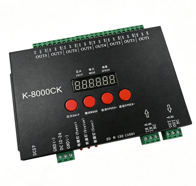 K-8000CK 8 Ports SD Card RGBIC digital led strip light controller