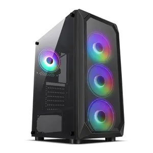 Yeni ATX bilgisayar dolabı soğutma fanı siyah masaüstü bilgisayar vaka RGB kaliteli PC temperli cam Ce stok plastik kasa paneli