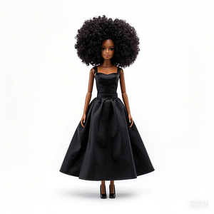 Búp bê Công chúa thời trang màu đen 11.5 inch có thể di chuyển khớp búp bê bé gái châu Phi Mỹ với mái tóc bện - Product Image 2