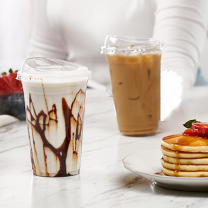 Gobelets en plastique jetables écologiques personnalisés de qualité alimentaire 12/14/16/18/20/24oz en PET transparent avec couvercles pour boissons froides, café glacé - Product Image 3