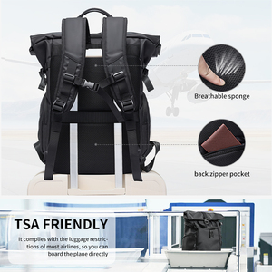 Ergonomic Unisex <strong>Black</strong> Nylon Business Travel Laptop <strong>Backpack</strong> 17-Inch <strong>Waterproof</strong> Design Polyester Lining Air Cushion Straps - Product Image 5