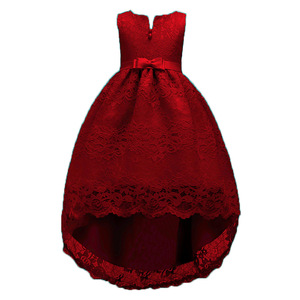 Pink Lace Flower Girl Dress V-Neck Ball Gown For Children With <b>Bow</b> Belt - Product Image 5