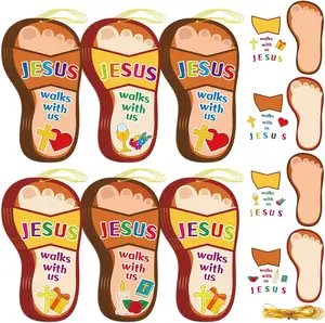 Jesus Sticker Sunday School Crafts para niños, Religioso Jesus Walks with Us DIY Trunk or Treat Christian Craft Kit Niños pequeños