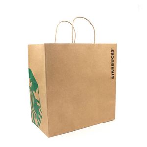Sac en papier kraft avec poignée en corde, personnalisé avec un logo imprimé, pour la livraison de café et les plats à emporter - Product Image 4