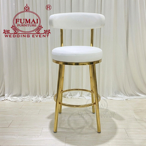 Tabouret de bar moderne doré en métal pour extérieur, pour restaurant - Product Image 2