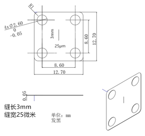 स्पेक्ट्रोस्कोपिक उपकरण ऑप्टिकल अनुसंधान स्टेनलेस स्टील सबसे सटीक 25um एयर स्ल्ट 12.7*12.7*0.05 मिमी - Product Image 2