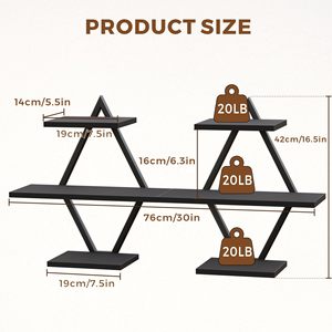 <b>Wall</b> <b>Mounted</b> Floating <b>Shelf</b> 3 Tier Black Iron Bookshelf For Books And Storage Organization Home Decor - Product Image 3