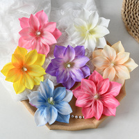 Tête de fleur artificielle en tissu de soie, Clematis, pour épingles à cheveux, coiffes, décoration de mariage et d'intérieur, accessoire cadeau, fleurs décoratives DIY