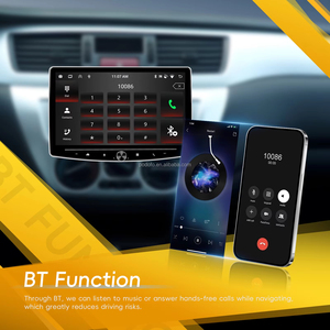 Autoradio Android Podofo 4+64G 1 Din avec écran IPS rotatif de 10,1 pouces, Carplay sans fil, Android Auto, GPS, Wifi, FM, RDS, stéréo simple DIN - Product Image 2