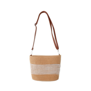 Piccola borsa quadrata in carta intrecciata 30x20cm, borsa a tracolla da donna, borsa da spiaggia estiva - Product Image 2