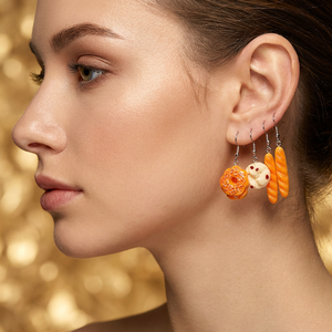 20 pares de aretes divertidos de resina con forma de comida para mujer, lindos aretes colgantes de <span class=keywords><strong>queso</strong></span>, naranja, tarta de huevo y baguette, joyería transfronteriza. - Product Image 3