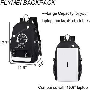 Sac à dos de voyage hip-hop en nylon personnalisé qui brille dans le noir avec doublure en coton, type de fermeture ouverte - Product Image 2