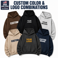 Hoodie Fleece Custom Logo USA 350gsm Bordir DTG Sablon Kantong Kanguru Pengiriman Cepat OEM Hoodie Unisex
