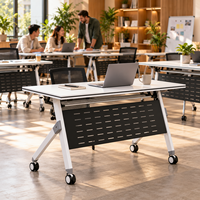 Table de conférence pliante moderne en bois, bureau de formation pliable avec roulettes pour salle de réunion de bureau et salle de classe scolaire
