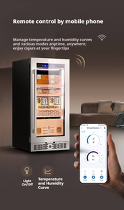 Humidor para Puros de Acero Inoxidable, Control de Humedad, Vertical, Independiente, Madera de Cedro, Gabinete para 200 Puros Pequeños - Product Image 4