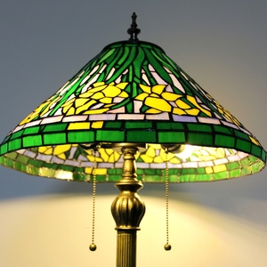 LongHuiJing Tiffany 16-Inch Stained Glass LED Traditional Standing Floor <b>Lamp</b> E26/E27 <b>Base</b> Adjustable Height for Home Decoration - Product Image 5
