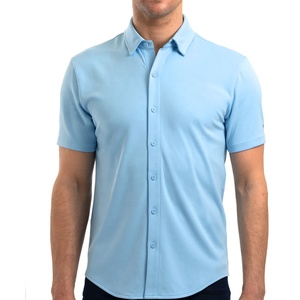 Biểu Tượng Tùy Chỉnh Màu Rắn Đồng Bằng Dệt Kim Polyester Nhanh Chóng Khô Nút Xuống Polo Áo Sơ Mi Nam - Product Image 3