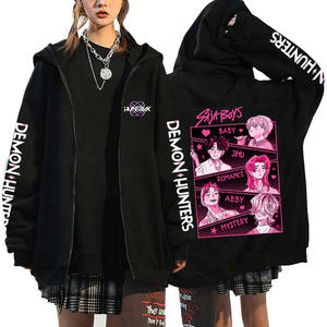 Nuevo diseño personalizado, cárdigan informal de algodón con temática de anime de Cazador de Demonios, sudadera con capucha extragrande con cremallera. - Product Image 6