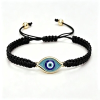 Pulsera de Hilo Trenzado Ajustable de Cobre con Cuerda de Macramé y Amuleto de Ojo Turco para Hombre y Mujer