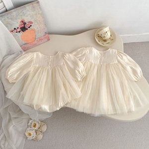 Vestito Primaverile e Autunnale per Bambina in Cotone a Maniche Lunghe con Fiocco e <span class=keywords><strong>Tulle</strong></span>, Tutina per Neonata - Product Image 2