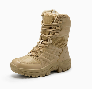 DF203 Outdoor Black Khaki <b>Hiking</b> Training <b>Boots</b> Men Large Size 39-46 Stock Wholesales Shock Absorption Shoes Black Khaki - Product Image 3