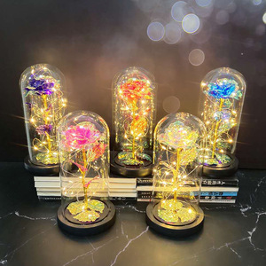 Cadeau pour la Saint-Valentin, la fête des mères, pour femme, épouse, Noël, rose éternelle en plastique, rose éternelle dans un dôme en verre avec lumières LED - Product Image 3