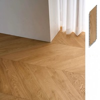 Plancher en bois d'ingénierie à couche supérieure en bois véritable, parquet massif composite en chêne européen à trois couches, motif chevrons