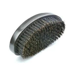 New 360 wave brush black color custom curve brush sisal/boar/horse hair bristle beard brush