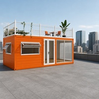 Maison modulaire en conteneur moderne, cabane préfabriquée sur toit pour projets hôteliers urbains