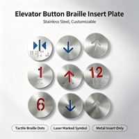 Plaque d'insertion de bouton d'ascenseur en braille en acier inoxydable avec numéros/symboles personnalisés, étiquette tactile pour panneaux accessibles