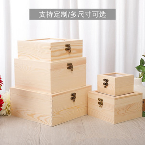Wooden Storage <b>Box</b> With Glass Lid Rectangular <b>Pine</b> Jewelry <b>Box</b> For Wedding Favors General Packaging - Product Image 3