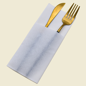 Sekali pakai serbet makan malam cetak <span class=keywords><strong>putih</strong></span> kain terasa dengan kantung sendok garpu bawaan Linen merasa Airlaid <span class=keywords><strong>kertas</strong></span> serbet - Product Image 5