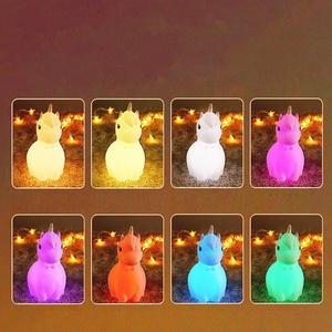 Dễ thương Silicone Vườn Ươm <span class=keywords><strong>Unicorn</strong></span> trẻ em đêm đèn bé LED mềm màu sắc thay đổi với ấm trắng mini Touch tap tính năng - Product Image 5