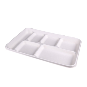 <span class=keywords><strong>Plateau</strong></span> alimentaire blanc à 5/6 compartiments, jetable, pour l'école, l'hôpital et la cafétéria, pour l'emballage des repas - Product Image 3