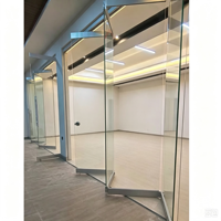 Porte coulissante en verre sans cadre en acier inoxydable HDSAFE, ouverture latérale électrique, pour usage intérieur, villa/hôtel/maison/bureau/centre commercial