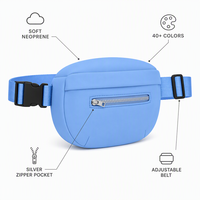 Sac banane personnalisé, sac à bandoulière, sac de taille en néoprène, sac ceinture, avec logo personnalisé, vente en gros, fabricant OEM, étanche, pour le voyage