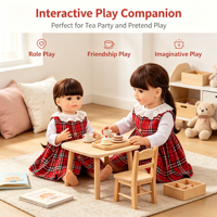 Poupée Reborn réaliste en vinyle de 22 pouces, poupée fille avec robe à carreaux rouge classique, jouet cadeau pour enfants