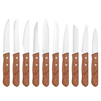 Logo personnalisable Manche en bois Éplucheur 6 pièces et couteau de cuisine multifonctionnel avec couteau à steak dentelé durable