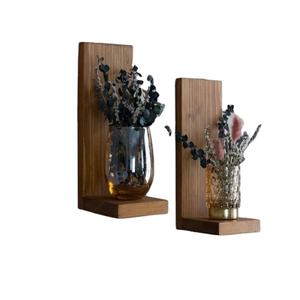 Support mural en bois pour plantes Décoration florale Étagère intérieure Petit support pour plantes en bois suspendu - Product Image 1